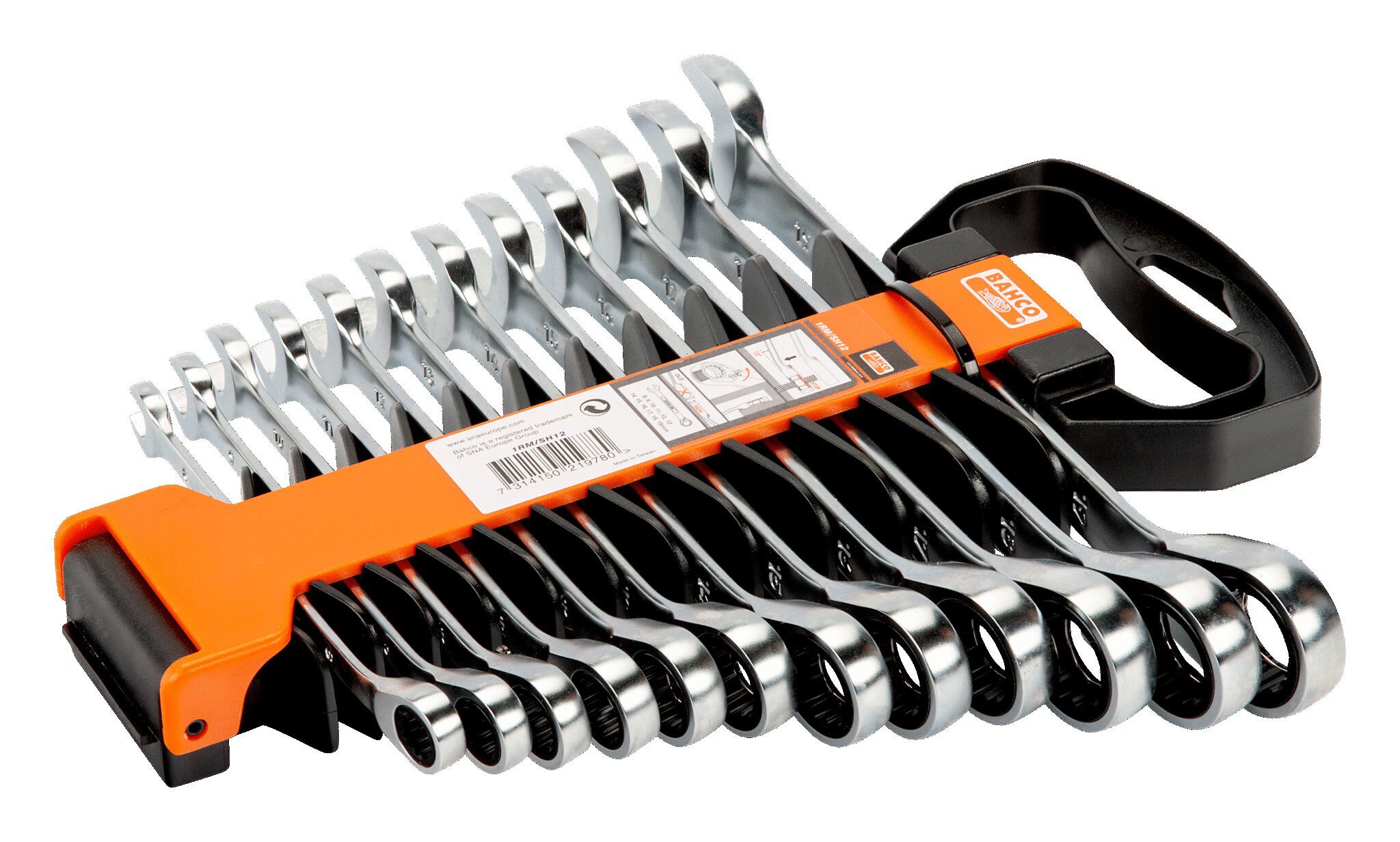 Set di chiavi ad anello metriche a cricchetto - 12 pezzi/supporto in plastica #zoom-1