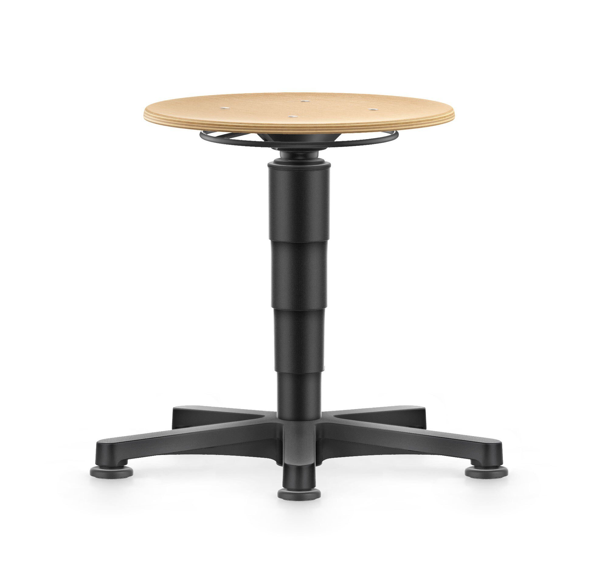 Allround Hocker 2, mit Rollen, Buche Schichtholz natur, Farbring blau #zoom-1