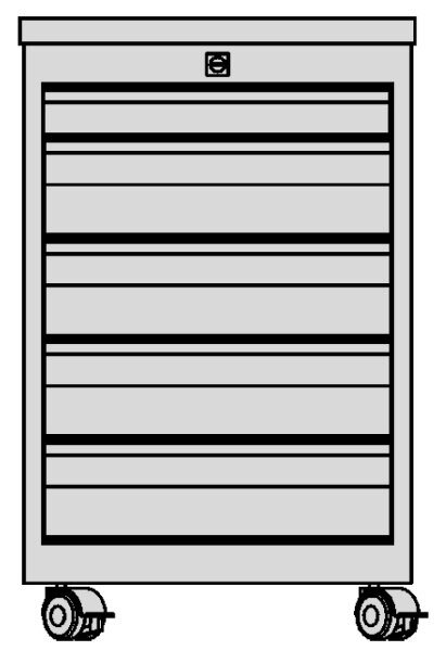 ESD drawer block F0 Quadro, mobile, 4 swivel castors, gray / blue, conductive powder-coated, 418x567x683 mm #zoom-1